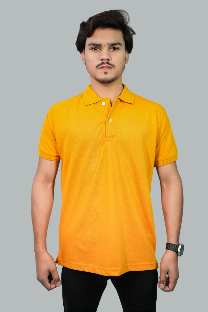 GOLD YELLOW TEXTURED POLO