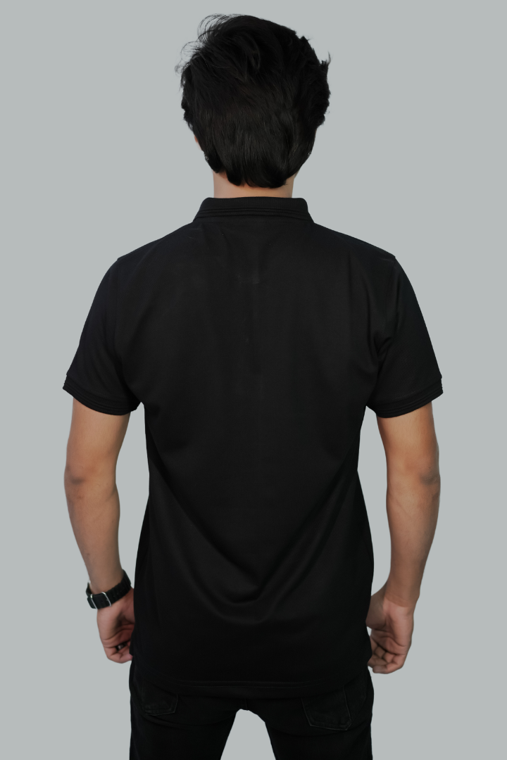 BLACK TEXTURED POLO