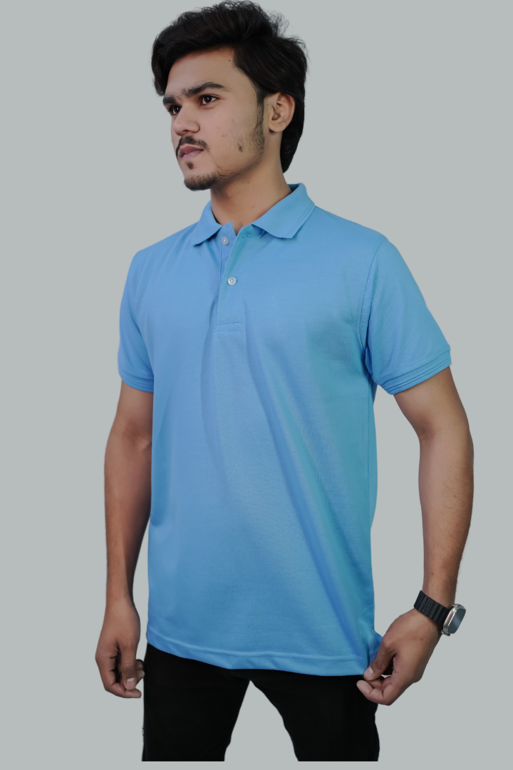 SKY BLUE TEXTURED POLO