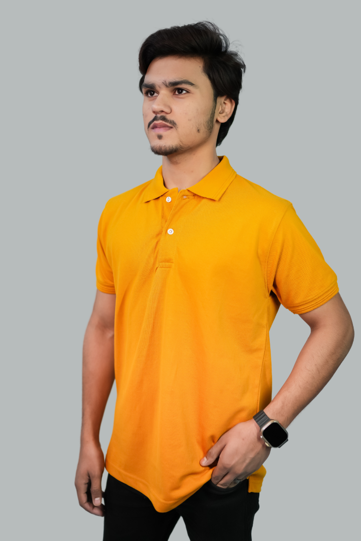 GOLD YELLOW TEXTURED POLO